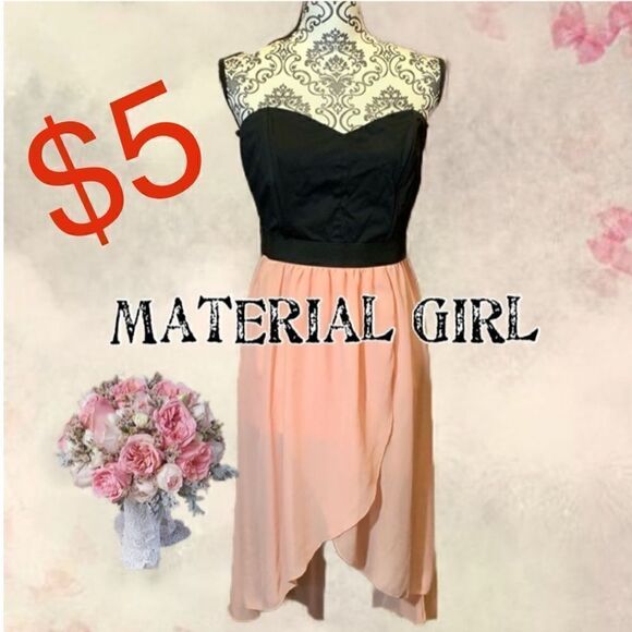 - $5 add in item material Girl lite pink black strapless dress - Picture 1 of 8